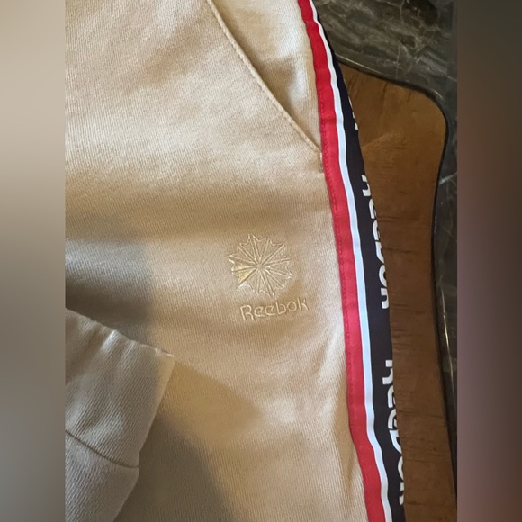 Reebok Classic VTG Spellout Pants Sweats SZ(M) Adult Tan Snap Zip - Picture 4 of 8